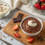 Cottage cheese chocolate mousse in a bowl