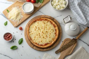 Cottage cheese pizza crust, freshly baked and crispy