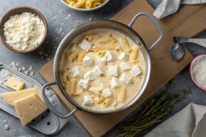 Does cottage cheese melt in sauce? Cottage cheese dotted in a creamy pasta dish.