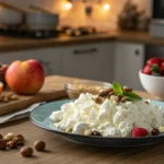 How to enjoy cottage cheese? Bowl with fruit and nuts