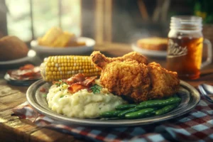 you know country fried chicken dinner norms traditional Southern meal.