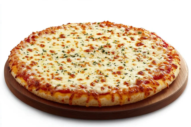 Delicious pizza with cottage cheese topping, showing melted cheese and toppings.