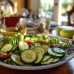 Cucumber salad with pickles and fresh cucumber slices