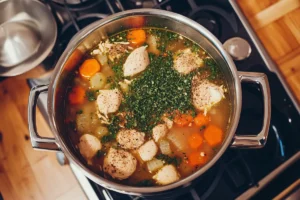 Why put lemon juice in chicken soup? Final serving in a bowl