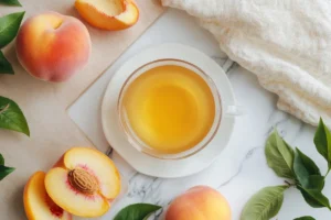 Peach tea benefits in a warm mug