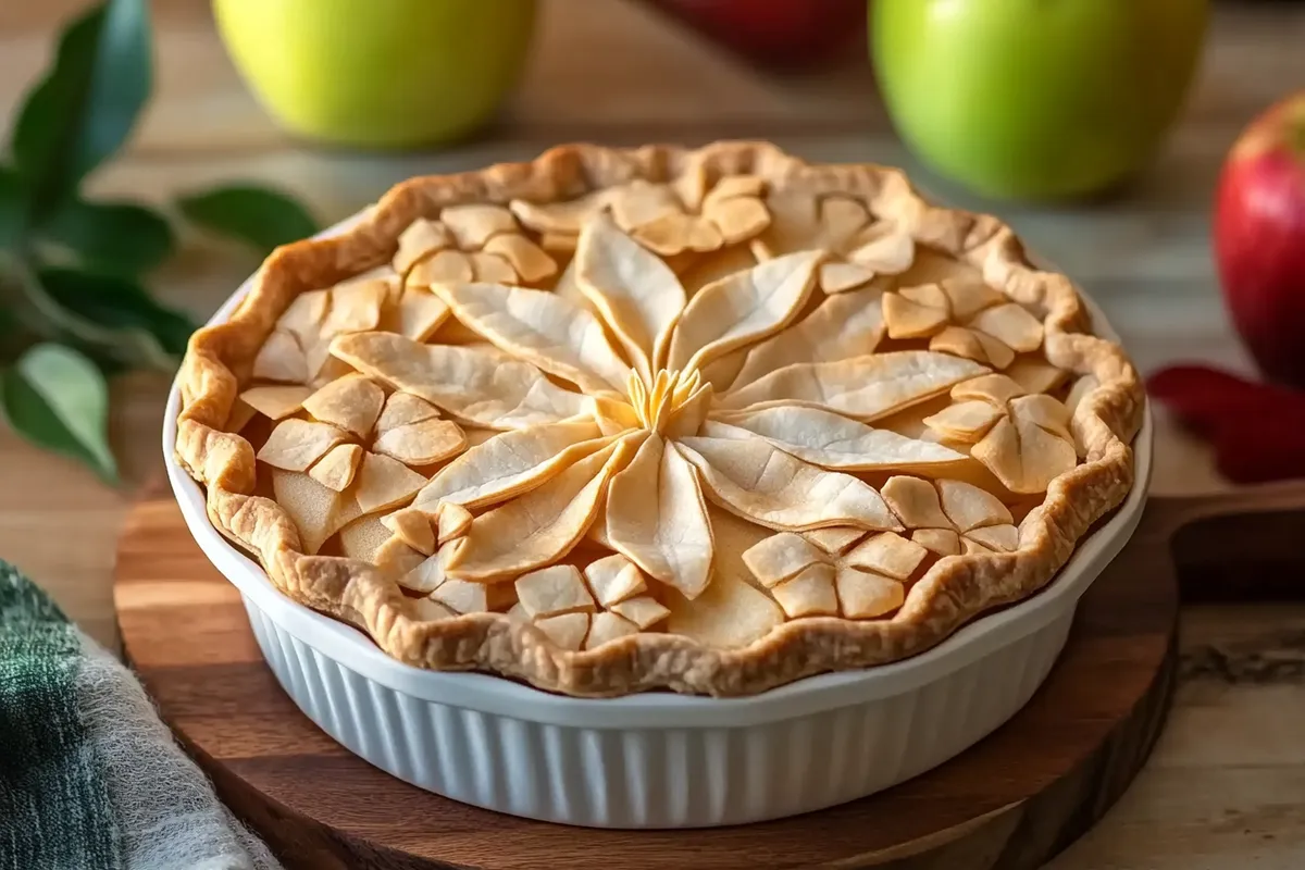 Halal origami apple pie before fold with neatly overlapped dough edges